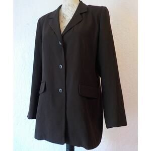 VTG Pierre Cardin Brown Blazer Mid Length Women size 10 Preppy Elegant Classic